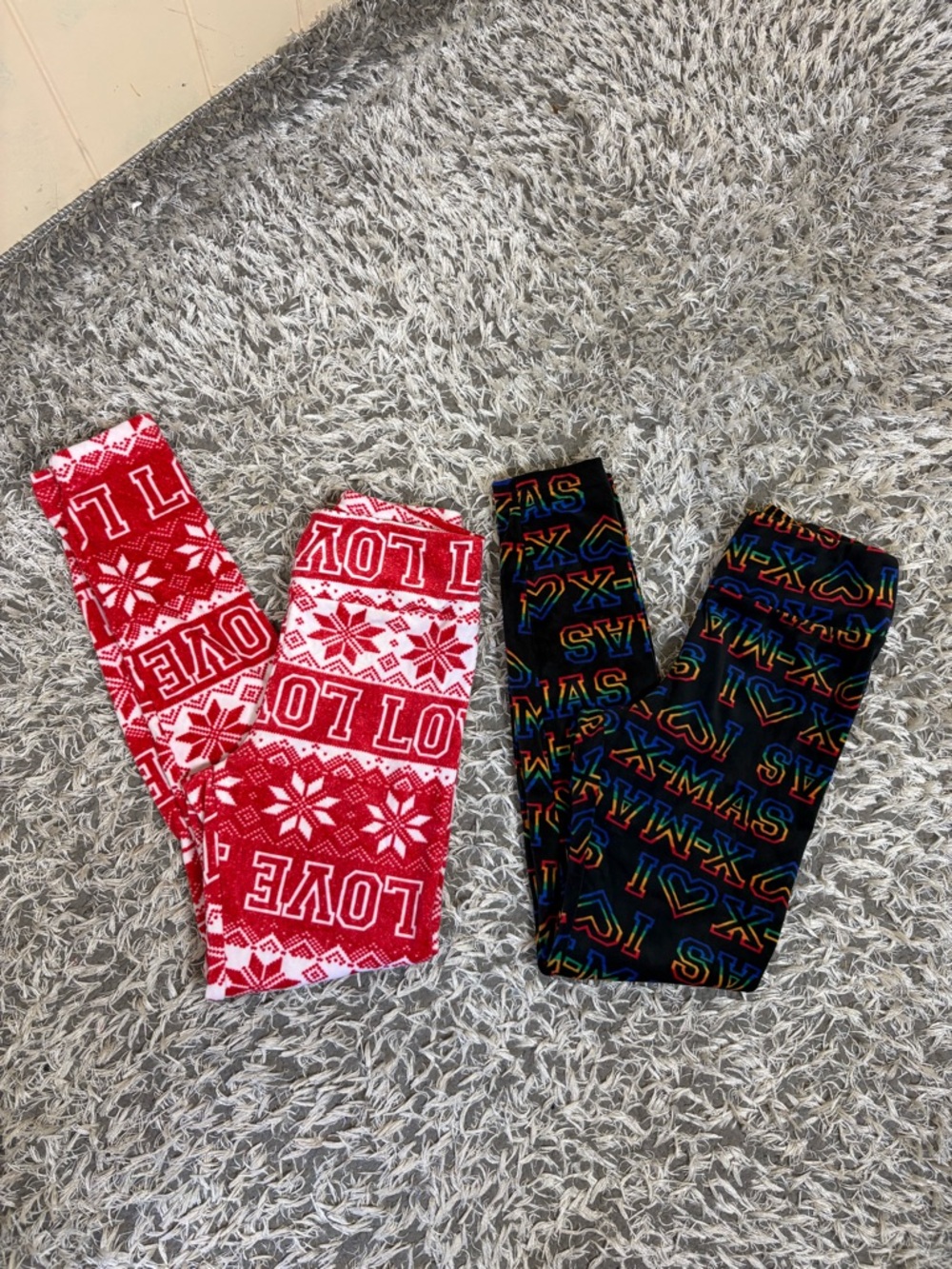 2 NOBO No Boundaries Leggings Casual Pants Girls Size M (7-9) Christmas Love